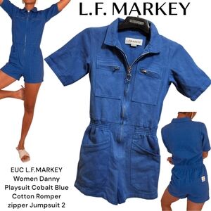 EUC L.F.MARKEY Women Danny Playsuit Cobalt Blue Cotton Romper zipper Jumpsuit 2